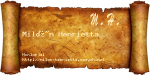 Milán Henrietta névjegykártya